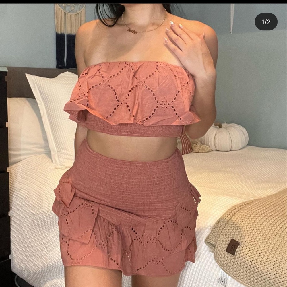 Miss Lola Rust Boho 2 Piece Summer Set • size S • new without tags